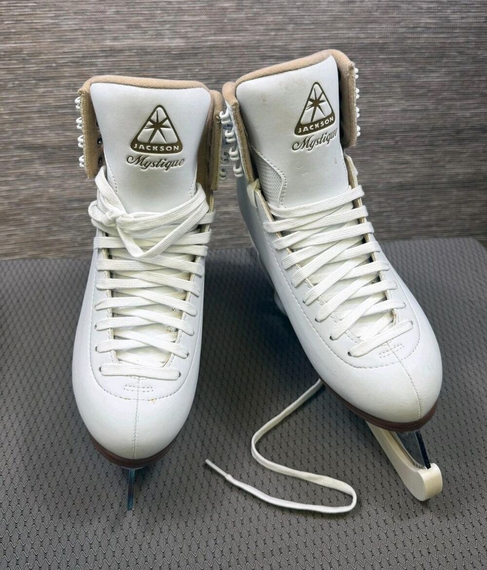 Jackson Mystique Ice Figure Skates Size 8 White Mark II Ultima Blades Adult
